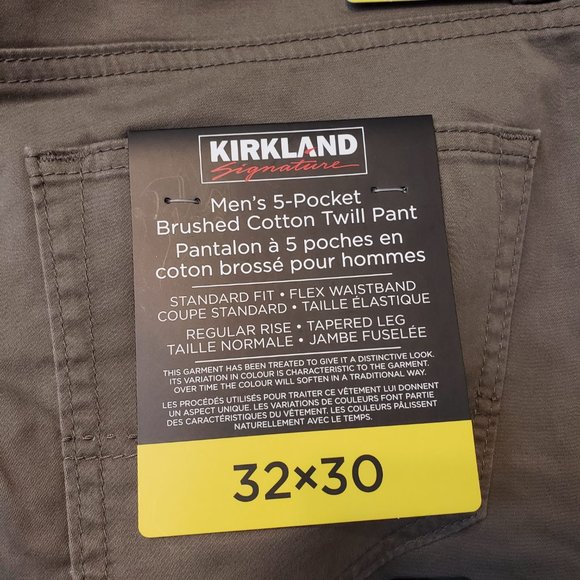 NWT Kirkland Beige Cotton Twill Pant, Size 32 X 30 - Picture 3 of 3